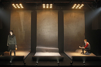 Production still for the return season of "Moth". L-R: Sarah Ogden as Claryssa, Thomas Conroy as Sebastian. Photographer: Jeff Busby