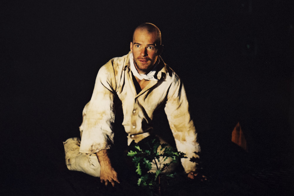 Production still for "The Frail Man". James Brennan as Gristlefuck. Photographer: Unknown