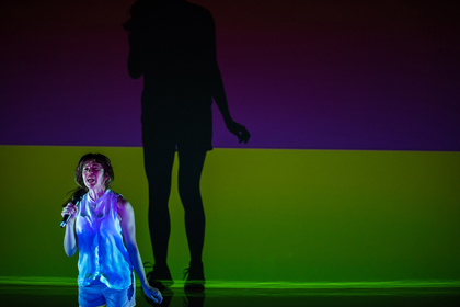 Production still for "Piece for Person and Ghetto Blaster". Nicola Gunn. Photographer: Gregory Lorenzutti