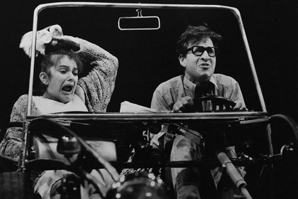 Production still for "On the North Diversion Road". L-R: David Roberts, Melita Jurisic. Photographer: Jeff Busby