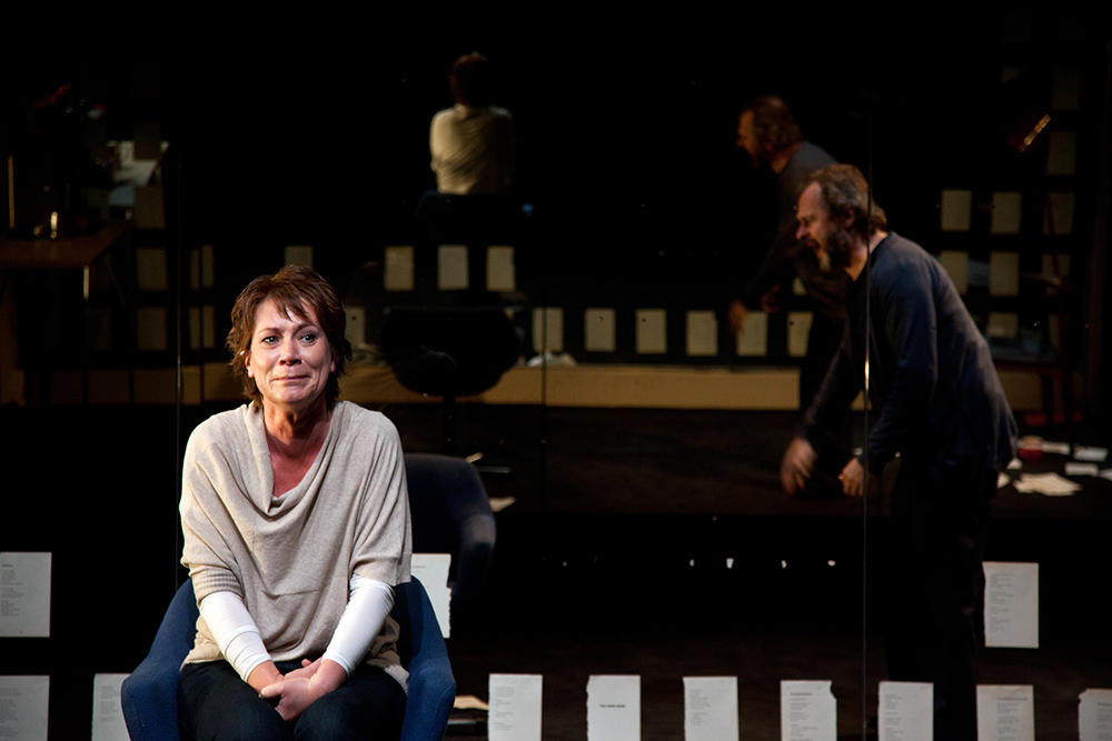 Production still for "Wild Surmise". L-R: Jane Montgomery Griffiths as Alex, Humphrey Bower as Daniel. Photographer: Pia Johnson