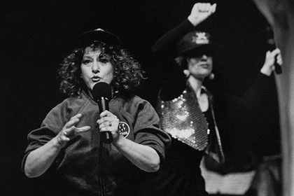 Production still for "Ginger: A Musical Diversion". L-R: Evelyn Krape as Ginger, Tomi Kalinski as Mick. Photographer: Jeff Busby