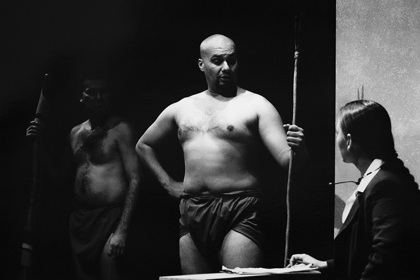 Production still for "Casting Doubts". L-R: Bruce Morgan as Mick, Phil Haby as Jimmy, Suzzane Clarke as Tiffany. Photographer: Rachell Roberts