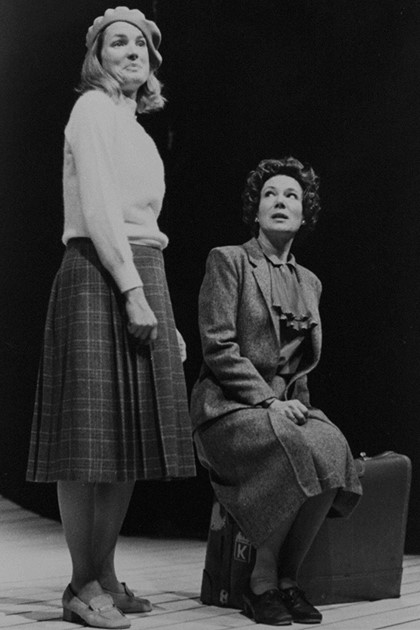 Production still for "Letters Home". L-R: Nancy Black as Sylvia Plath, Gerda Nicolson as Aurelia Plath. Photographer: Sandra Matlock