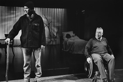 Production still for "The Sick Room". L-R: Gerald Lepkowski as Mr Hilbert, Rhys McConnochie as David Prentice. Photographer: Jeff Busby