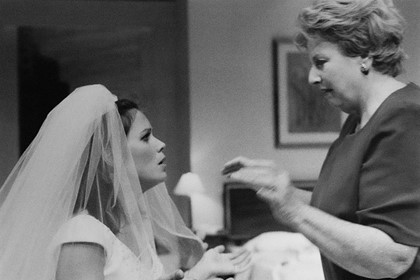 Production still for "Secret Bridesmaids' Business". L-R: Jane Hall as Meg Bacon, Joan Sydney as Colleen Bacon. Photographer: Jeff Busby