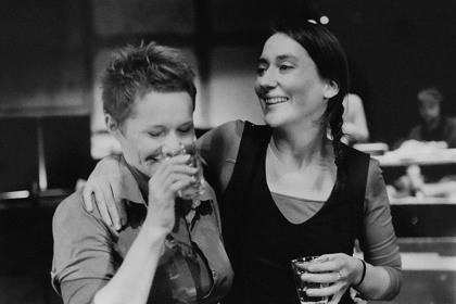 Production still for "St Kilda Tales". L-R: Genevieve Morris as Fleur, Kelly Tracey as Lucy. Photographer: Jeff Busby