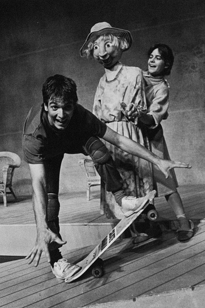 Production still for "Wilfrid Gordon Macdonald Partridge". L-R: Syd Brisbane, Karen Inwood. Photographer: Jeff Busby