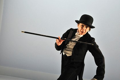 Production still from the Young Vic production of "Kafka's Monkey". Kathryn Hunter. Photographer: Keith Pattison