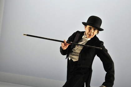 Production still from the Young Vic production of "Kafka's Monkey". Kathryn Hunter. Photographer: Keith Pattison