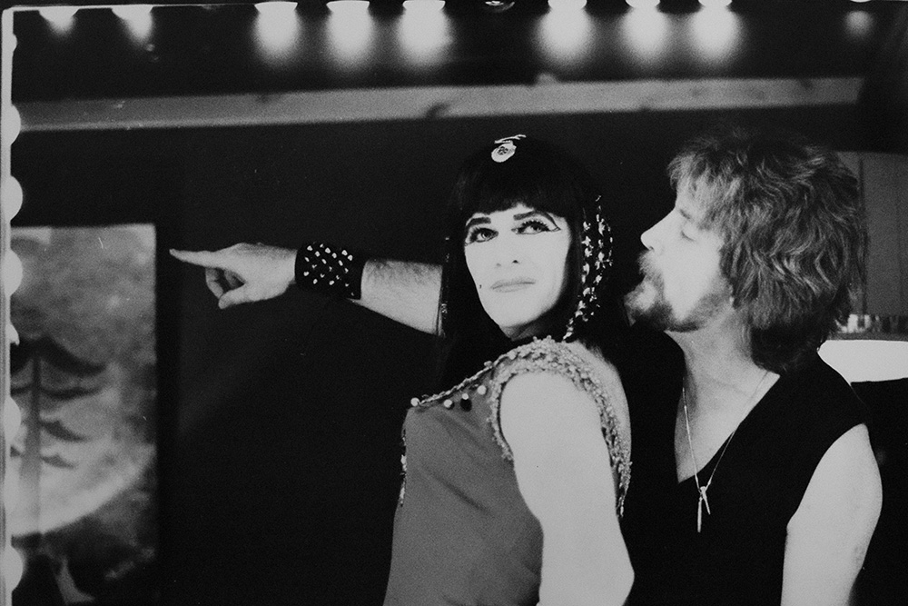 Production still for "Hosanna". L-R: Robert Essex as Hosanna, Vernon Wells as Ballsy. Photographer: Sandra Matlock