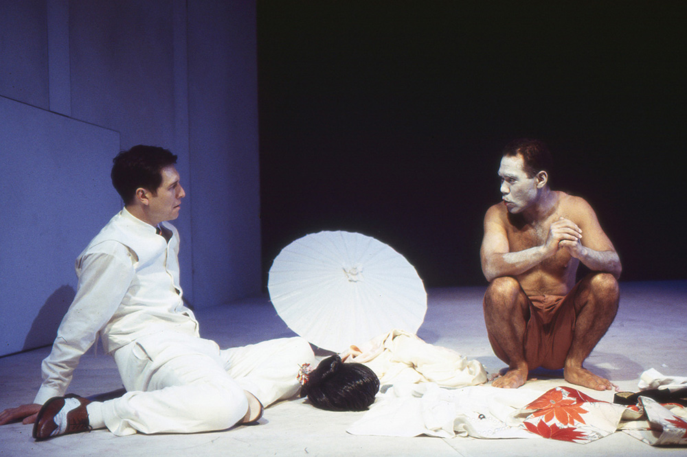 Production still for "Miss Tanaka". L-R: Jeremy Stanford as Mott, Bradley Byquar as Kazuhiko. Photographer: Jeff Busby