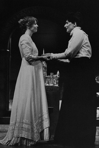 Production still for "The World is Made of Glass". Belinda Giblin as Emma, Lindy Davies as Magda. Photographer: Chooi Tan