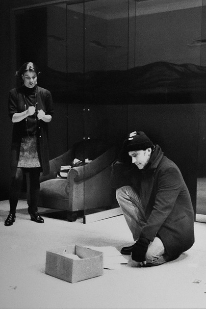 Production still for "Furious". L-R: Andrea Moor as Louise, Nicholas Eadie as Roland. Photographer: David Wilson