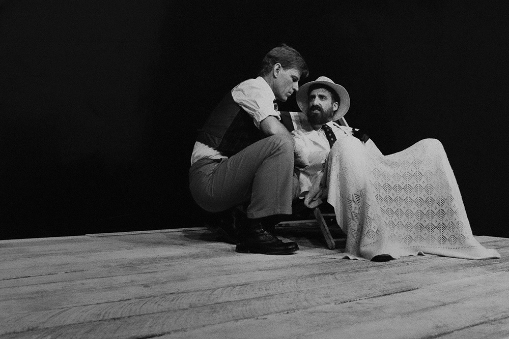 Production still for "Upside Down at the Bottom of the World". L-R: Peter Paulsen as Jack, Carrillo Gantner as Lawrence. Photographer: Jeff Busby