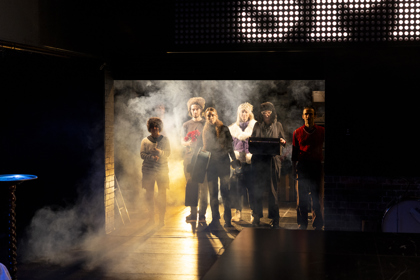 Production photography from The Orchard / Photographer: Pia Johnson / Featuring: Dominic Weintraub and audience volunteers