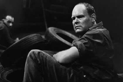 Production still for "A Manual of Trench Warfare". L-R: Howard Stanley as Barry Moon, Malcolm Robertson as Brendan Barra. Photographer: Jeff Busby