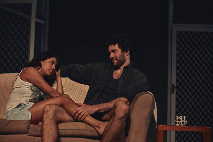 Production still for "Brothers Wreck". L-R: Leonie Whyman, Nelson Baker. Photographer: Tim Grey