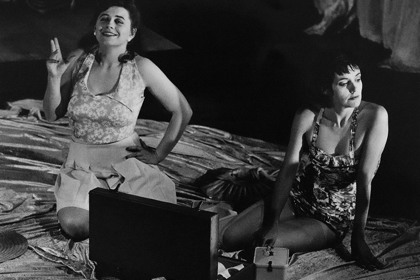 Production still for "Early Days Under the Old Hat. L-R: Sarah O'Donnell, Robynne Bourne. Photographer: Jeff Busby