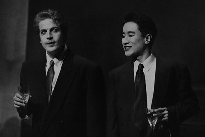 Production still for "The Temple". L-R: Joseph Spano as Simon Mackenzie, Anthony Wong as Nick Albert. Photographer: Jeff Busby