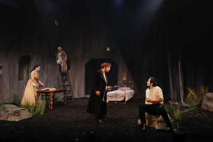  Production still for the 2024 Season of 'Yentl'. In photo: Amy Hack, Nicholas Jaquinot, Genevieve Kingsford, Evelyn Krape. Photographer: Jeff Busby.