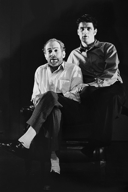 Production still for "Seven Days of Silence". L-R: Brian Lipson as Foster, James Saunders as Evan. Photographer: Rachelle Roberts