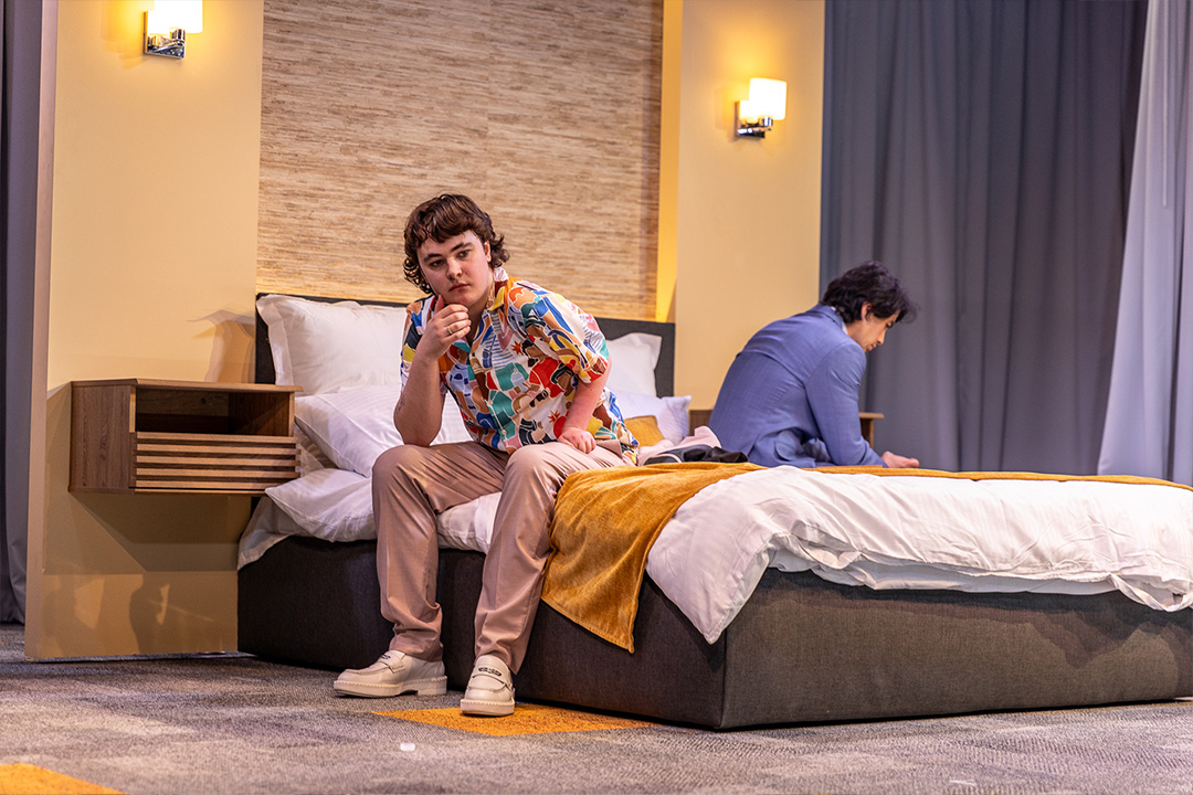 Production still for the 2023 season of 'Telethon Kid.' In photo: William Rees and Max Brown. Photographer: Tamarah Scott