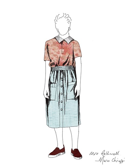 Costume design rendering 'Mrs Rothwell' (c) Marg Horwell