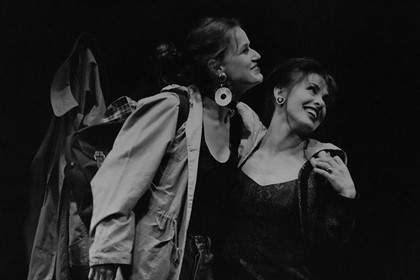 Production still for "The Garden of Granddaughters". L-R: Elise McCredie as Paula, Dina Panozzo as Fay. Photographer: Jeff Busby