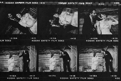 Part of contact sheet from photo shoot for "Talley's Folly". Carrillo Gantner as Matt Friedman, Katherine Ferrand as Sally Talley. Photographer: Jeff Busby