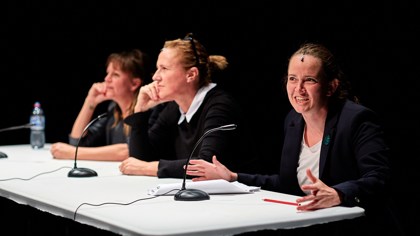 Wild Bore (2017) L-R: Adrienne Truscott, Ursula Martinez, Zoe Coombs Marr. Photographer: Tim Grey
