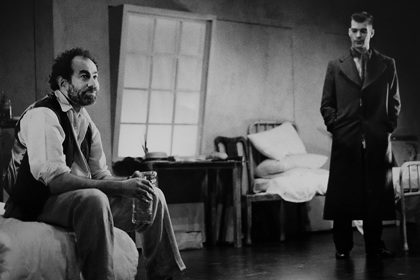 Production still for "Ancient Enmity". L-R: Brian Lipson as Otto Modersohn, James Brennan as Rilke. Photographer: Rachelle Roberts