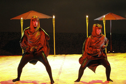 Production still for "Timeshare". L-R: Fayssal Bazzi, Brigid Gallacher. Photographer: Jeff Busby