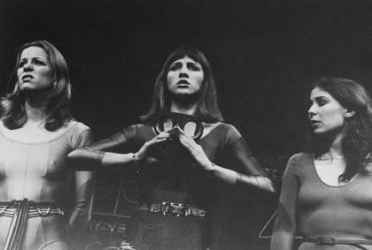 Production still for "Everest Hotel". L-R: Jillian Archer as Sandra, Lulu Pinkus as Deidre, and Helen Hemingway as Tracy. Photographer: Unknown