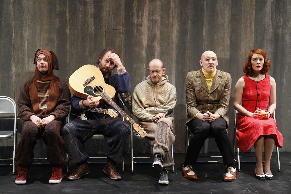 Production still for "The Dragon". L-R: Steven Gates, Scott Edgar, Simon Hall, Josh Price, Nikki Shiels. Photographer: Jeff Busby