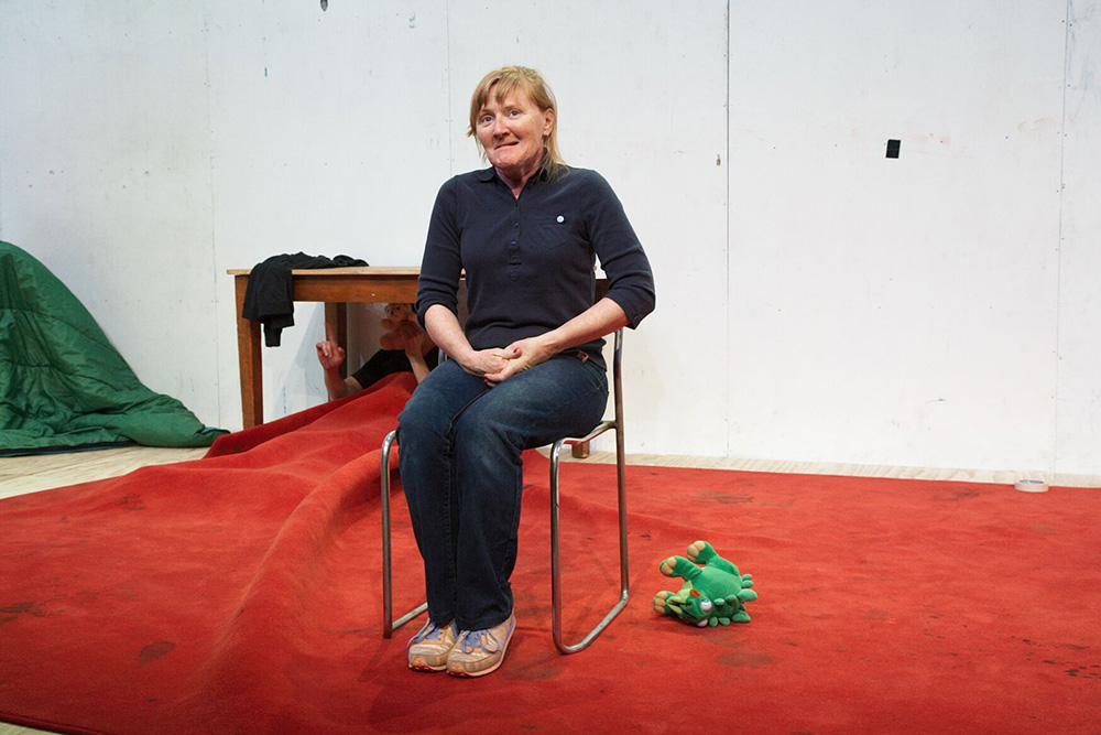 Production still from the Adelaide production of "Moving Target". Julie Forsyth. Photographer: Tania Kelley