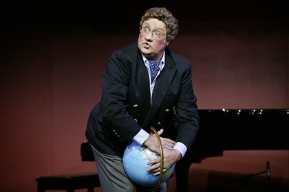 Production still for "The Big Con". Max Gillies as Alexander Downer. Photographer: Lisa Tomasetti