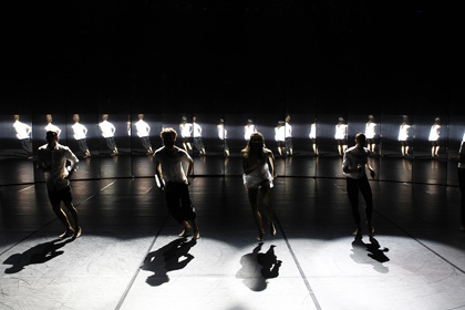 Production still for "247 Days". L-R: James Pham, Leif Helland, Lauren Langlois, Tara Soh, Alya Manzart. Photographer: Jeff Busby