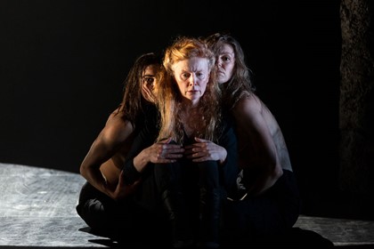 Production still for the 2022 Season of 'Monsters'. L-R: Josie Weise, Alison Whyte, Samantha Hines. Photographer: Pia Johnson