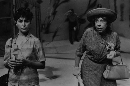 Production still for "The Hope". L-R: Helen Trenos as Bet, Faith Clayton as Mrs G. Photographer: Jeff Busby