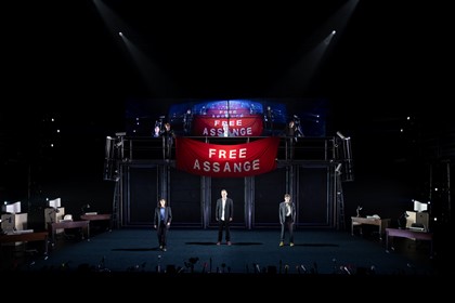 Production photography from TRUTH (2025). Photographer: Pia Johnson. In photograph: Cast of TRUTH.