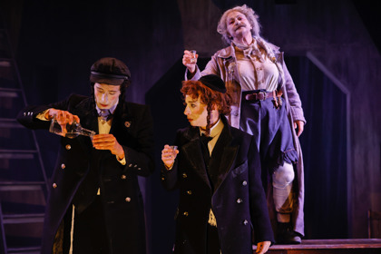  Production still for the 2024 Season of 'Yentl'. In photo: Amy Hack, Nicholas Jaquinot, Evelyn Krape. Photographer: Jeff Busby.