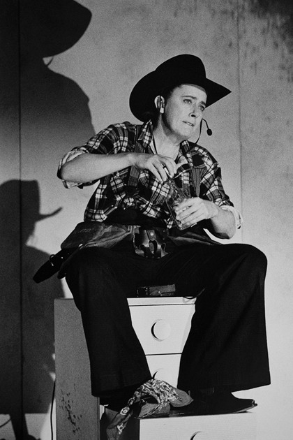 Production still for "Bang! A Critical Fiction". Margaret Cameron. Photographer: Rachelle Roberts