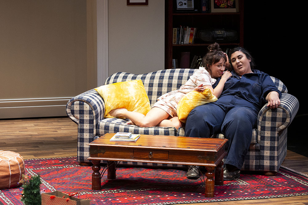 Production still for "Australian Realness". L-R: Emily Goddard, Chanelle Macri. Photographer: Pia Johnson