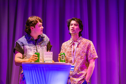 Production still for the 2023 season of 'Telethon Kid.' In photo: William Rees and Max Brown. Photographer: Tamarah Scott