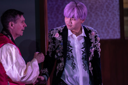 Production still for the 2022 Season of 'K-BOX'. L-R: Syd Brisbane, Jeffrey Liu. Photographer: Phoebe Powell