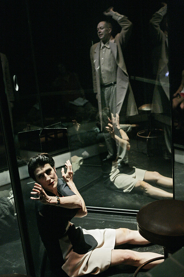 Production still for "Black". L-R: Moira Finucane, James Wardlaw. Photographer: Jeff Busby