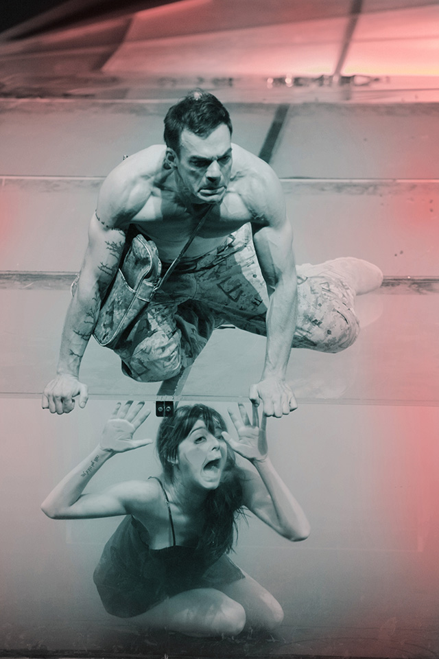 Production still for "Woyzeck". Socratis Otto (top), Bojana Novakovic. Photographer: Jeff Busby