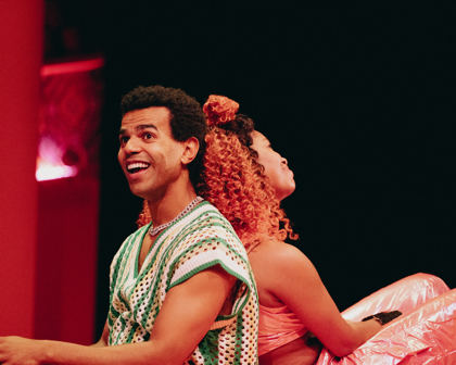 Production Photography from WHO NO KNO GO KNO (2024). Photographer: Wani Toaishara. In photograph: Tane Williams Accra & Masego Pitso