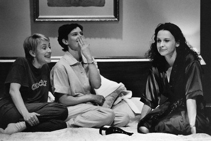 Production still for "Secret Bridesmaids' Business". L-R: Kate Johnston as Lucy, Ulli Birvé as Meg Bacon, Tara Morice as Angela. Photographer: Jeff Busby